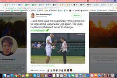 Supervizoři nachytali tenisty s barevnými trenkami. Museli se převléknout do bílých