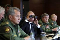 Putin a ruští generálové na cvičení Zapad 2017
