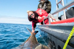 Švédka Amanda Maritzová ulovila gigantického halibuta. Ryba měřila 233 centimetrů