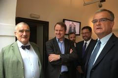 Karel Schwarzenberg, Martin Bursík, Michal Kučera a Miroslav Kalousek (zleva) ve sněmovně.