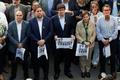 Carles Puigdemont na demonstraci v Barceloně.