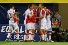 Villarreal - Slavia: Radost slávistů po prvním gólu