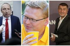 Volby - koláž - Klaus ml., Bělobrádek, Babiš