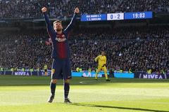 Lionel Messi se raduje v utkání Real Madrid vs. Barcelona