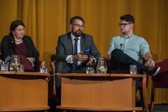 Eva Romancovová, Jakub Landovský a Daniel Bagge.