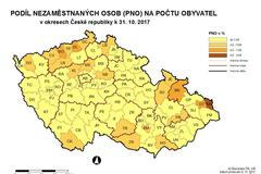 Nezaměstnanost podle regionů v říjnu 2017