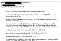 Dluhy, exekutoři, falešný mail vyzývající k uhrazení neexistujícího dluhu