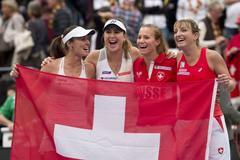 Fed Cup, Švýcarsko - Martina Hingisová, Belinda Bencicová, Viktorija Golubicová a Timea Bacsinszká