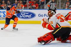 David Rittich v zápase s Edmontonem