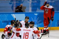 Kanaďané slaví gól v zápase o 3. místo Česko - Kanada na ZOH 2018