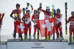 Vítězní Švýcaři v závodě družstev na ZOH 2018