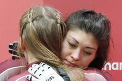 Ruské bobistky Naděžda Sergejevová a Anastasia Kočeržovová na ZOH 2018