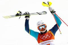 Andre Myhrer ve 2. kole slalomu na ZOH 2018