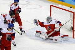Pavel Francouz v zápase Česko - Švýcarsko na ZOH 2018