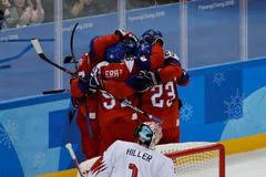 Dominik Kubalík slaví gól na 2:1 v zápase Česko - Švýcarsko na ZOH 2018