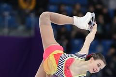 Anna Dušková a Martin Bidař při volném programu sportovních dvojic na ZOH 2018