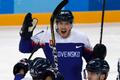 ZOH 2018, Rusko-Slovensko: Peter Čerešňák (14) slaví gól na 3:2