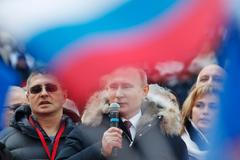 Rusko Putin volební kampaň na stadionu v Lužnikách