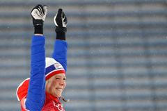 Maren Lundbyová v závodě na středním můstku na ZOH 2018