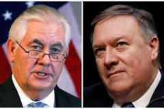 Rex Tillerson a jeho nástupce ve funkci ministra zahraničí USA Mike Pompeo.