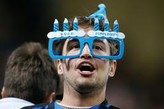 Fanoušek Interu Milán při zápase s Neapolí