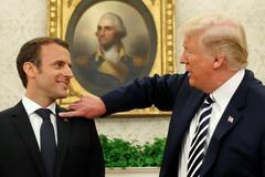 Emmanuel Macron na návštěvě u Donalda Trumpa v Bílém domě