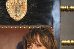 Adriana Krnáčová při návštěvě Rogera Federera v Praze