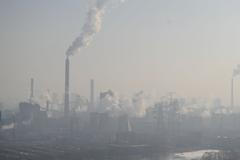 Smog v Tchaj-juan v provincii Šan-si, Čína, leden 2017