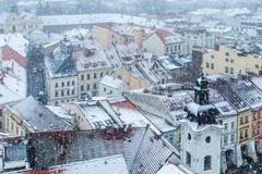 Zasněžený Hradec Králové.