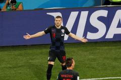 Ante Rebič slaví gól v zápase Argentina - Chorvatsko na MS 2018