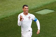 Cristiano Ronaldo slaví gól v zápase Portugalsko - Maroko na MS 2018