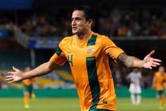 Tim Cahill slaví branku v přípravném utkání