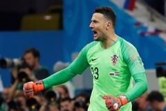 Danijel Subašič v zápase Rusko - Chorvatsko na MS 2018