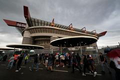 Stadion San Siro před zápase AC Milán s AS Řím