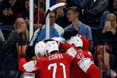 MS 2018, finále Švédsko-Švýcarsko: Timo Meier slaví druhý gól Švýcarů