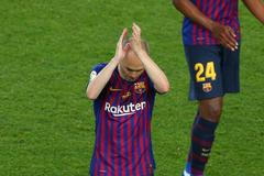 Andrés Iniesta v posledním utkání za Barcelonu