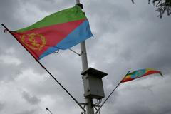 Eritrejská a etiopská vlajka v Addis Abebě