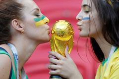 Brazilské fanynky v zápase v zápase Brazílie - Belgie na MS 2018