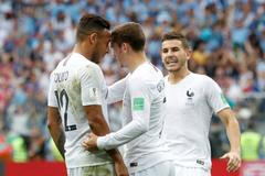 Antoine Griezmann slaví gól v zápase Uruguay -- Francie na MS 2018