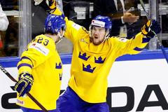 MS 2018, Švédsko-Lotyšsko: Viktor Arvidsson slaví švédský gól