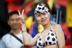 Fanoušci na zápase Kolumbie - Anglie na MS 2018