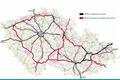mapa - Propojení krajských měst dálnicemi, rychlostními silnicemi, a silnicemi I.tříd