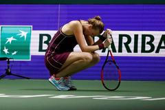 tenis, Turnaj mistryň 2018, Petra Kvitová při zápase s Caroline Wozniackou