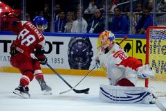 MS 2018, Česko-Rusko: David Pastrňák dává vítězný gól na 4:3