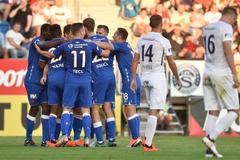 Radost Slavie po gólu do sítě Slovácka