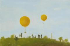 Kamil Lhoták: Dva balony nad Bohdalcem, olej na plátně, 1939