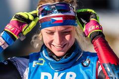 Markéta Davidová ve sprintu SP v Pokljuce 2018.