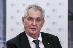 Miloš Zeman na tiskové konferenci v Německu