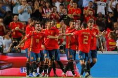 Liga národů 2018, Španělsko - Chorvatsko: Radost Španělů po gólu