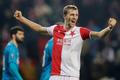 fotbal, Evropská liga 2018/2019, Slavia Praha - Zenit Petrohrad, Tomáš Souček se raduje z postupu